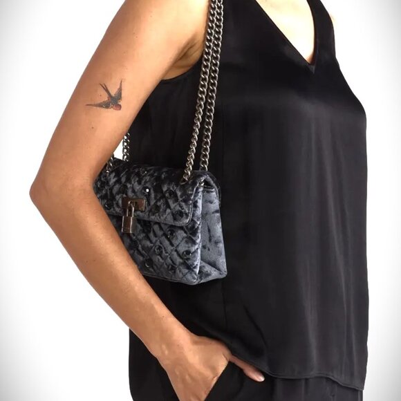 KURT GEIGER LONDON Mini Brixton Velvet Shoulder Bag - Picture 4 of 11